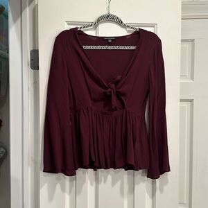 American Eagle front tie dark red top size M